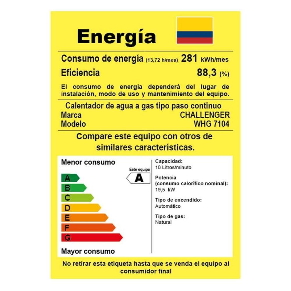 Calentador de Agua GN 10Lt 120V Tiro Forzado CHALLENGER 7104 - Image 5