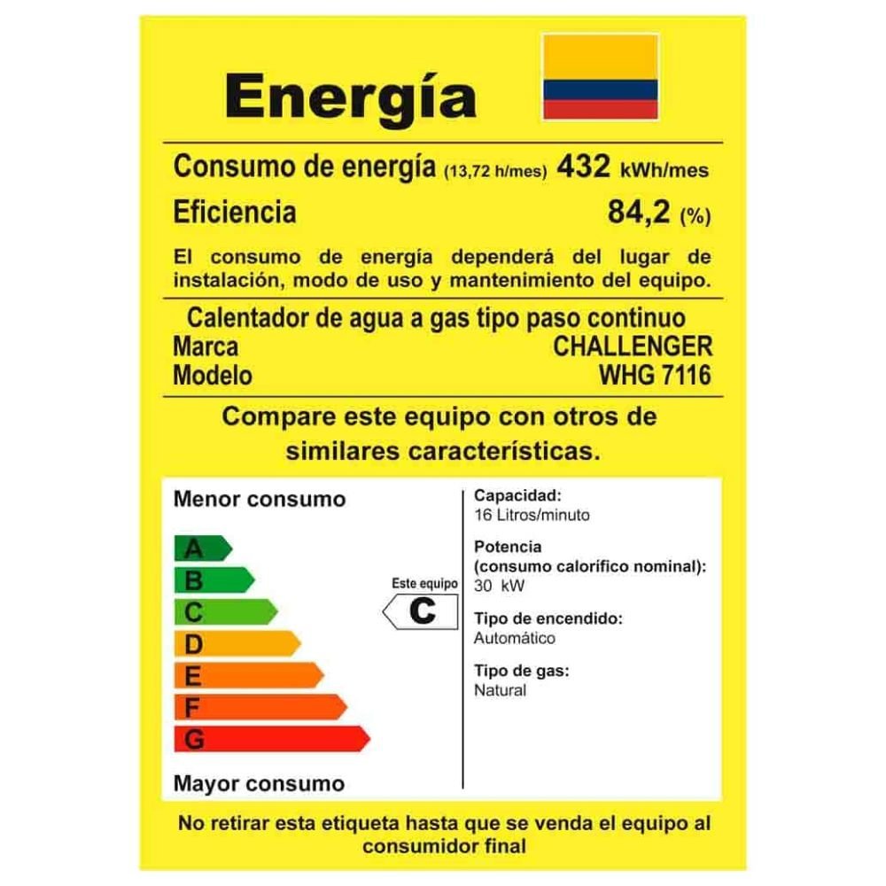 Calentador de Agua GN 16Lt 120V Tiro Forzado CHALLENGER 7116 - Image 5