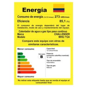 Calentador de Agua GN 12Lt 120V Tiro Forzado CHALLENGER 7124 - Image 5