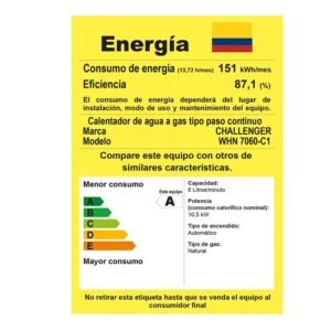 Calentador de Agua GN 6 Lt Tiro Natural CHALLENGER WHN 7060 - Image 8