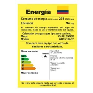 Calentador de Agua GN 10 Lt Tiro Natural CHALLENGER 7102 - Image 8