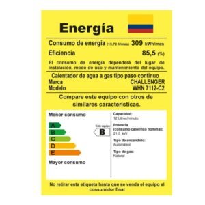 Calentador de Agua GN 12Lt 120V Tiro Natural CHALLENGER 7112 - Image 9