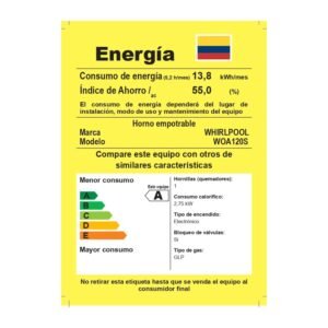 Horno de Empotrar WHIRLPOOL 60 cm Gas Propano WOA120S Gris - Image 6