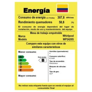 Estufa WHIRLPOOL 60 cm 4 Puestos Gas Propano WP2420S Gris - Image 8