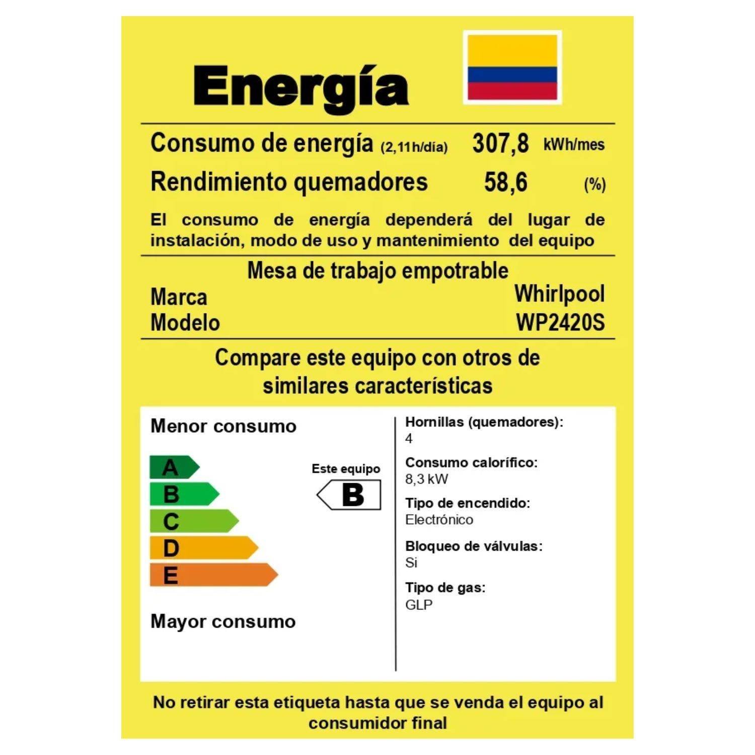 Estufa WHIRLPOOL 60 cm 4 Puestos Gas Propano WP2420S Gris - Image 8