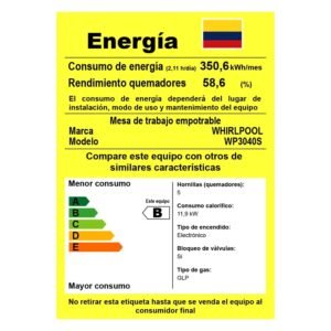 Estufa WHIRLPOOL 74 cm 5 Puestos Gas Propano WP3040S Gris - Image 4