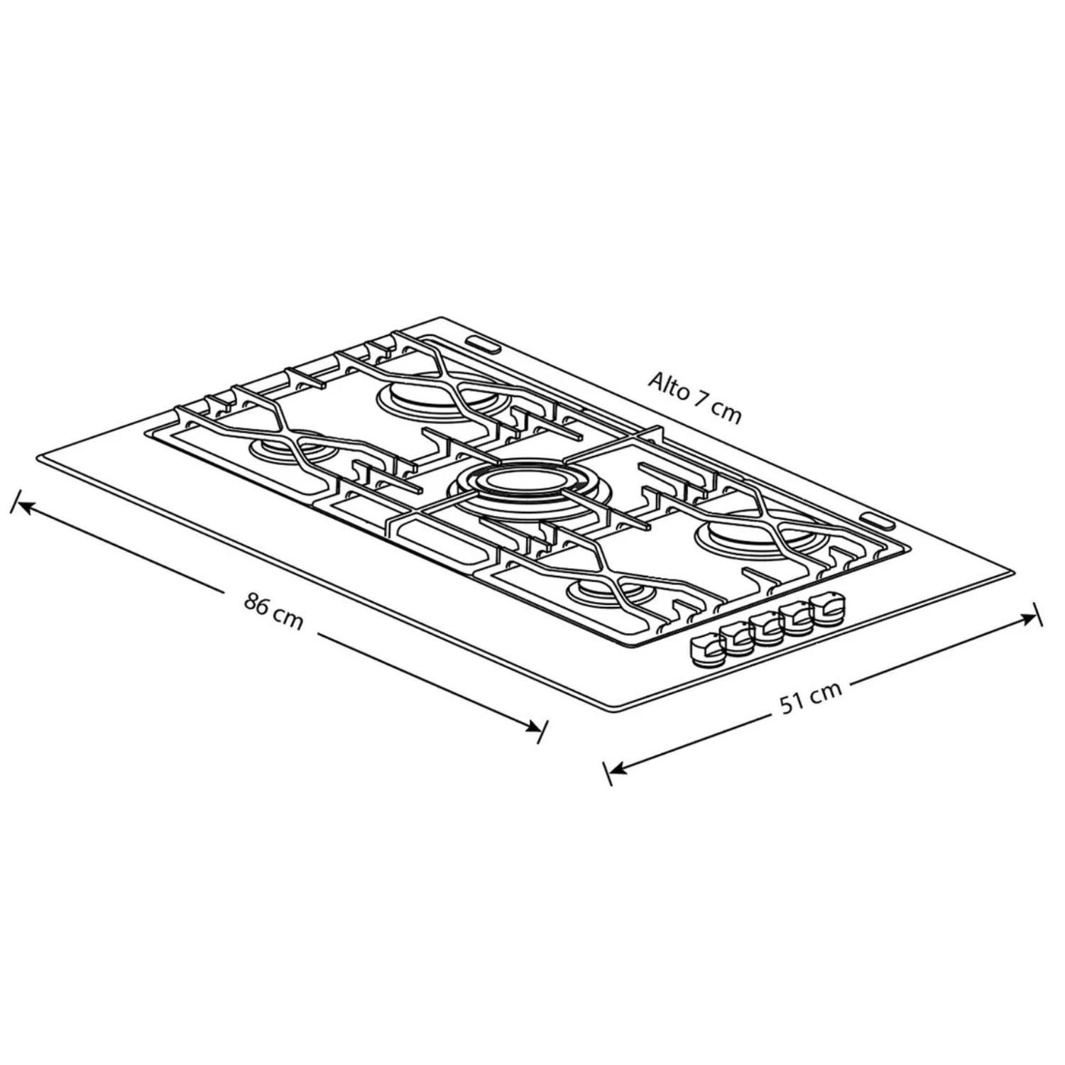 Estufa WHIRLPOOL 86 cm 5 Puestos Gas Propano WP3550S Gris - Image 7