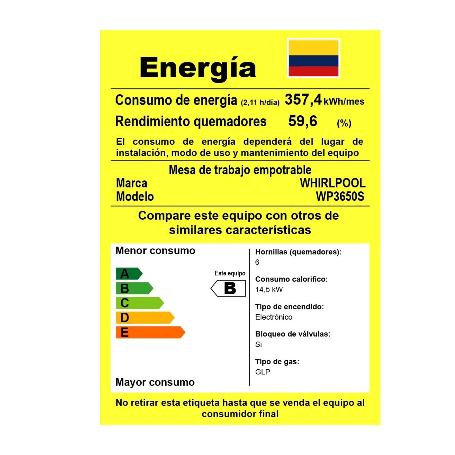 Estufa WHIRLPOOL 86 cm 6 Puestos Gas Propano WP3650S Gris - Image 8