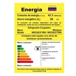 Nevera WHIRLPOOL No Frost 450 Litros WRE56CKTWW Gris - Image 8