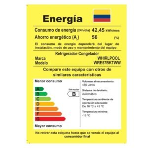 Nevera WHIRLPOOL No Frost 450 Litros WRE57BKTWW Gris - Image 8