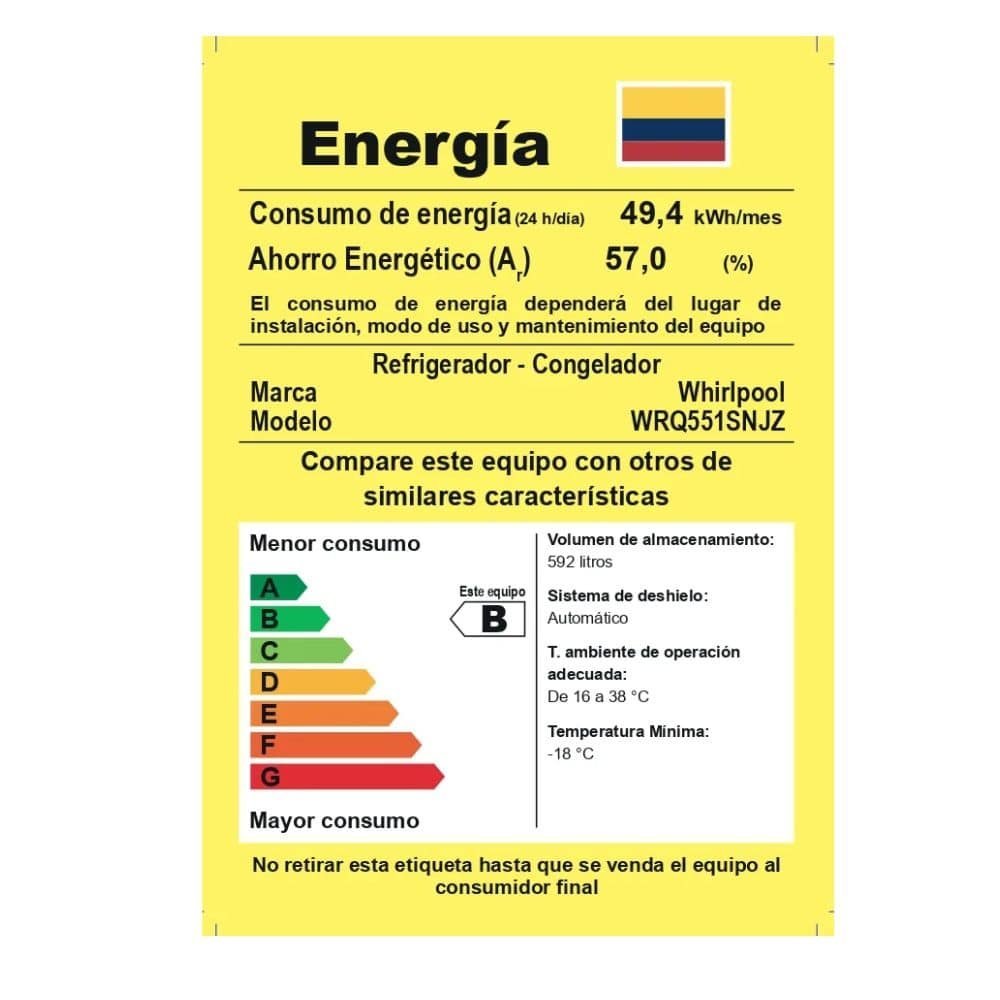 Nevecon WHIRLPOOL No Frost 592 Lt Inverter WRQ551SNJZ Gris - Image 8