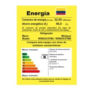 Nevera WHIRLPOOL No Frost 264 Litros WRW25CKTMB Negro - Image 8