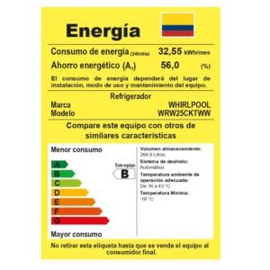 Nevera Whirlpool No Frost 262 Litros WRW25CKTWW Gris - Image 8