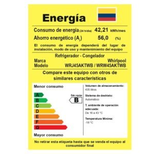 Nevera WHIRLPOOL No Frost 440 Litros WRW45AKTWB Negro - Image 8