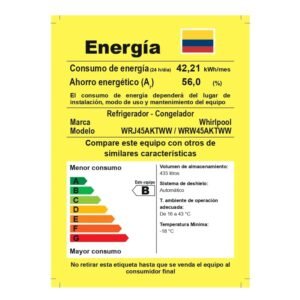 Nevera Whirlpool No Frost 435 Litros WRW45AKTWW Gris - Image 7