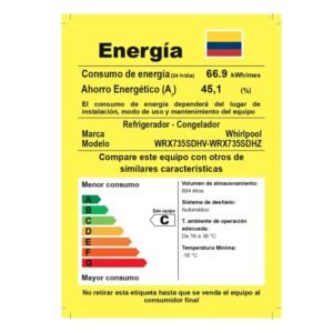 Nevecon Whirlpool No Frost 694L French Door WRX735SDHV Negro - Image 8