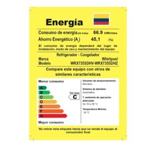 Nevecon Whirlpool No Frost 694 L French Door WRX735SDHZ Gris - Image 8
