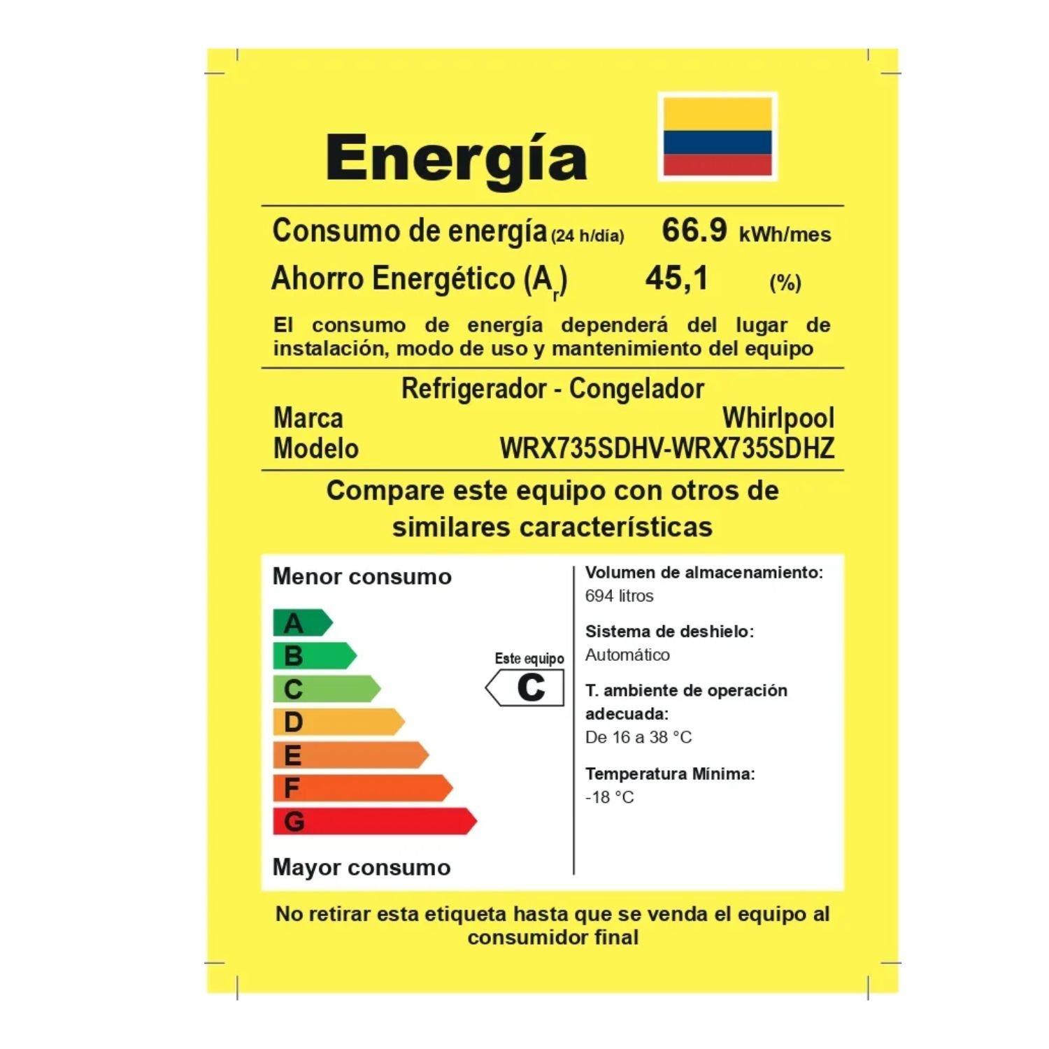 Nevecon Whirlpool No Frost 694 L French Door WRX735SDHZ Gris - Image 8