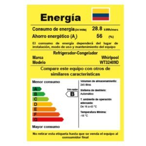 Nevera WHIRLPOOL No Frost 245 Litros Inverter WT32409D Gris - Image 8