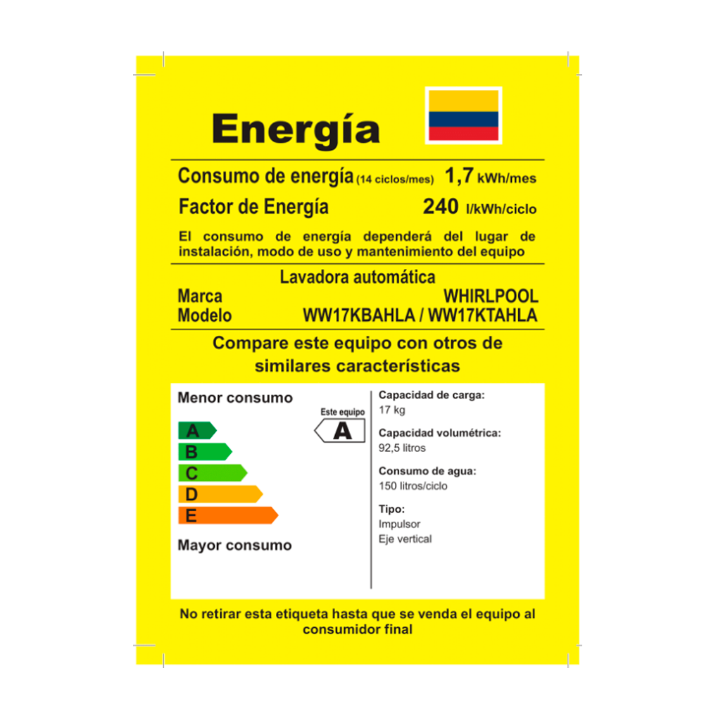 Lavadora WHIRLPOOL 17 Kilos Carga Superior WW17KBAHLA Blanco - Image 7