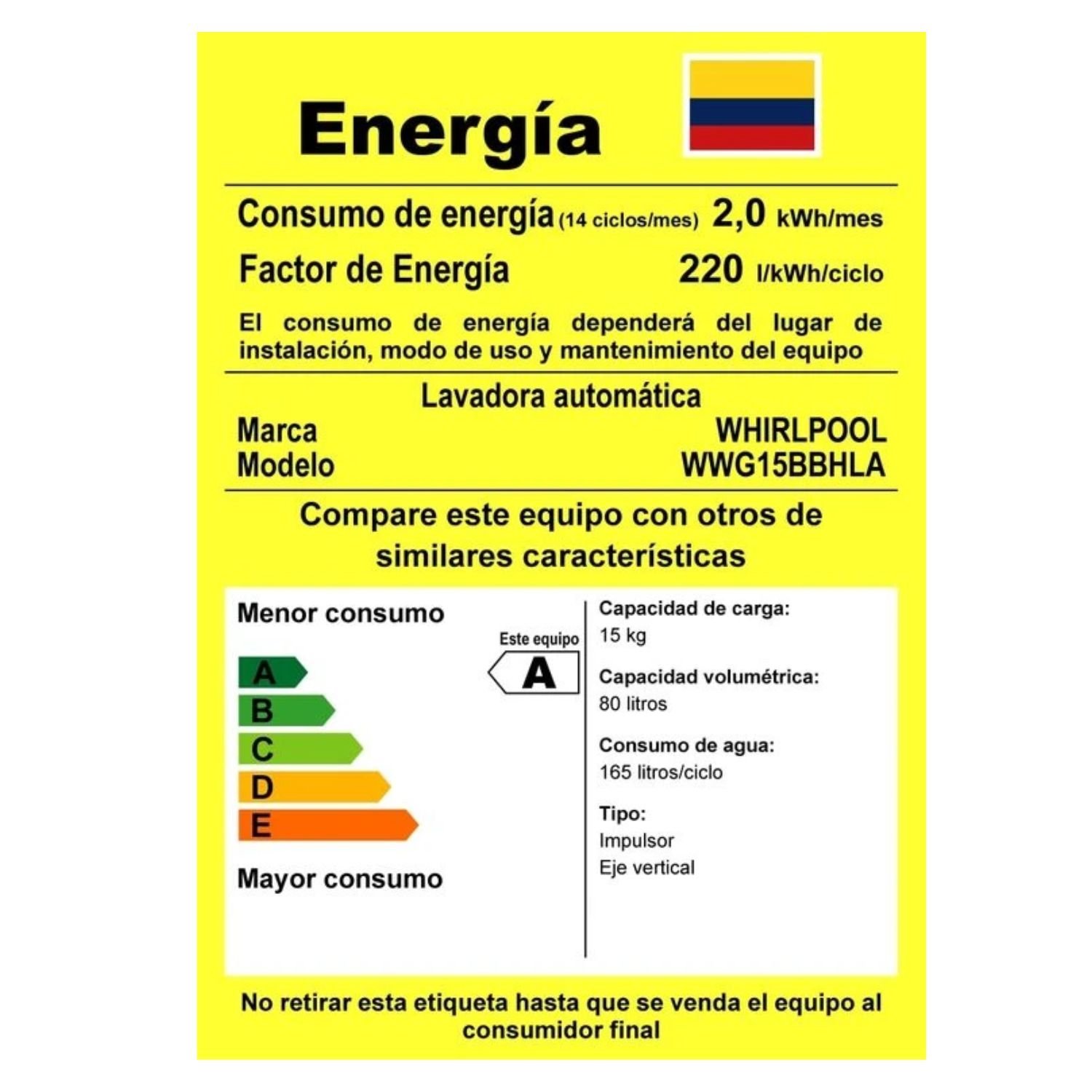 Lavadora WHIRLPOOL 15 Kilos Carga Superior WWG15BBHLA Blanca - Image 7