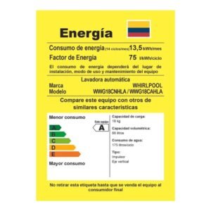 Lavadora WHIRLPOOL 18 Kilos Carga Superior WWG18CNHLA Negro - Image 6