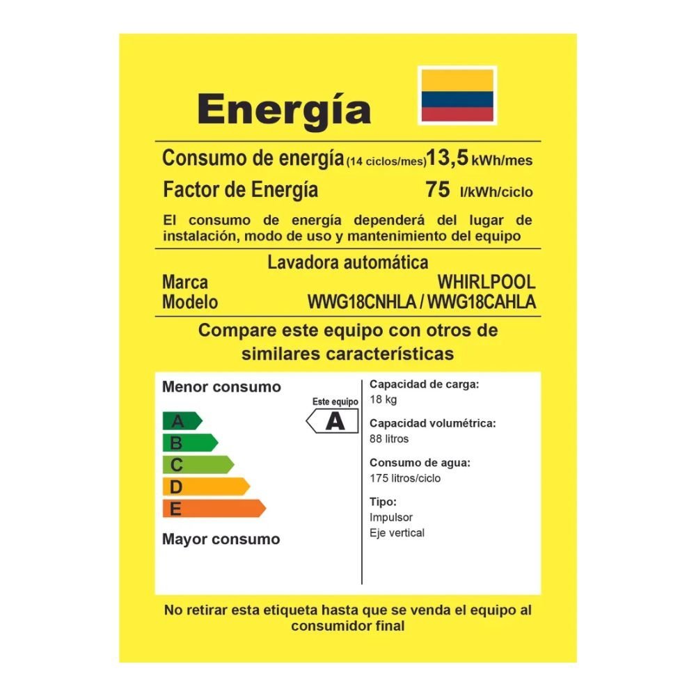 Lavadora WHIRLPOOL 18 Kilos Carga Superior WWG18CNHLA Negro - Image 6