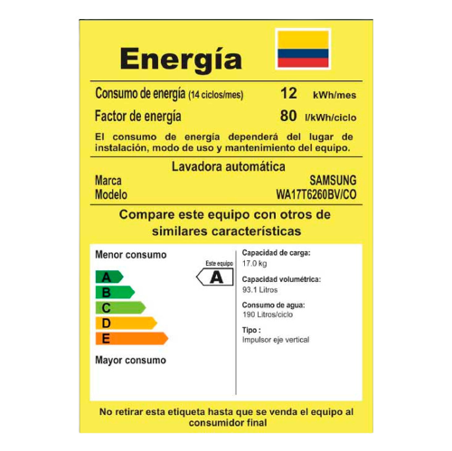 Lavadora SAMSUNG Carga Superior 17 Kilos WA17T6260BV Negro - Image 5