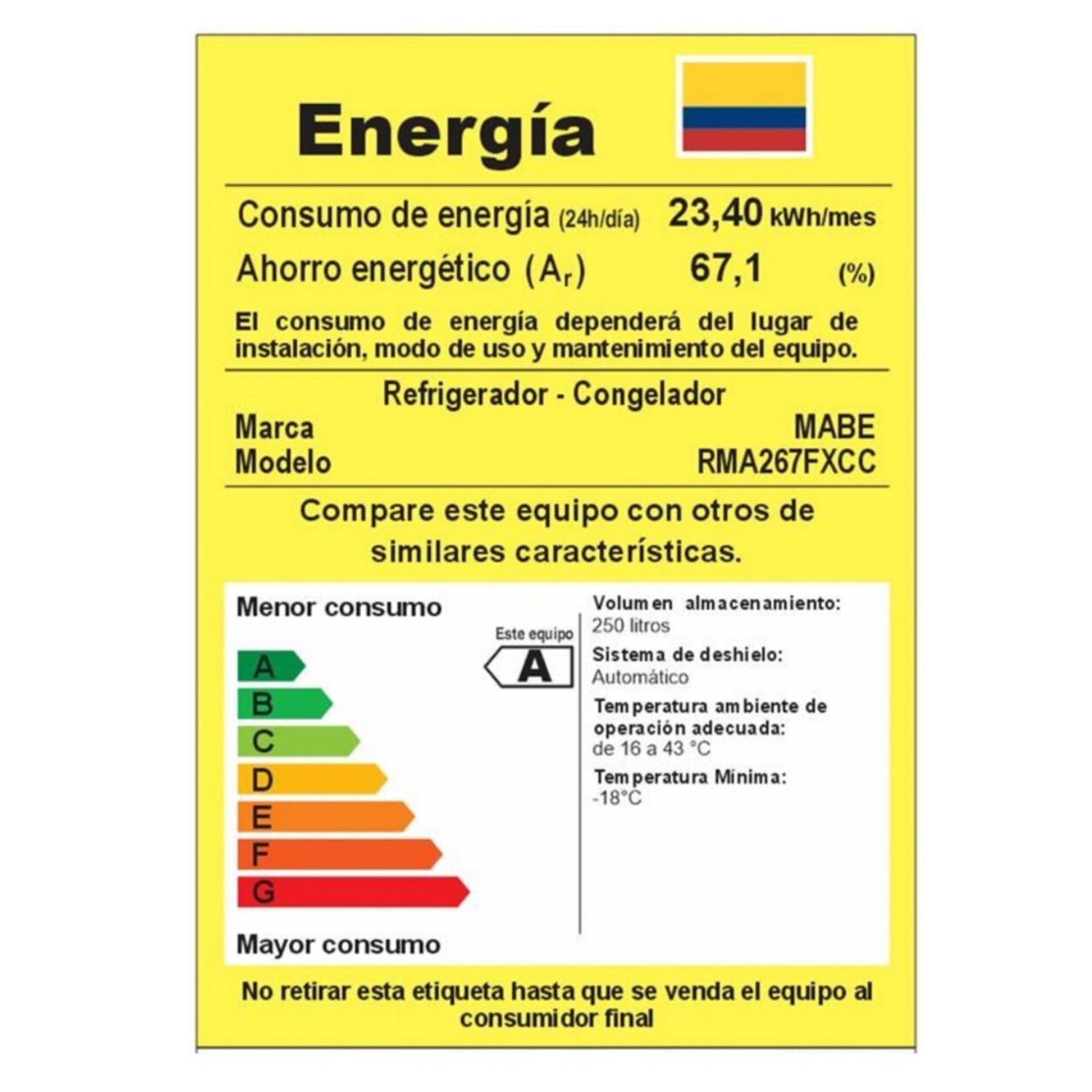 Nevera MABE No Frost 267 Litros RMA267FXCC Negro - Image 8